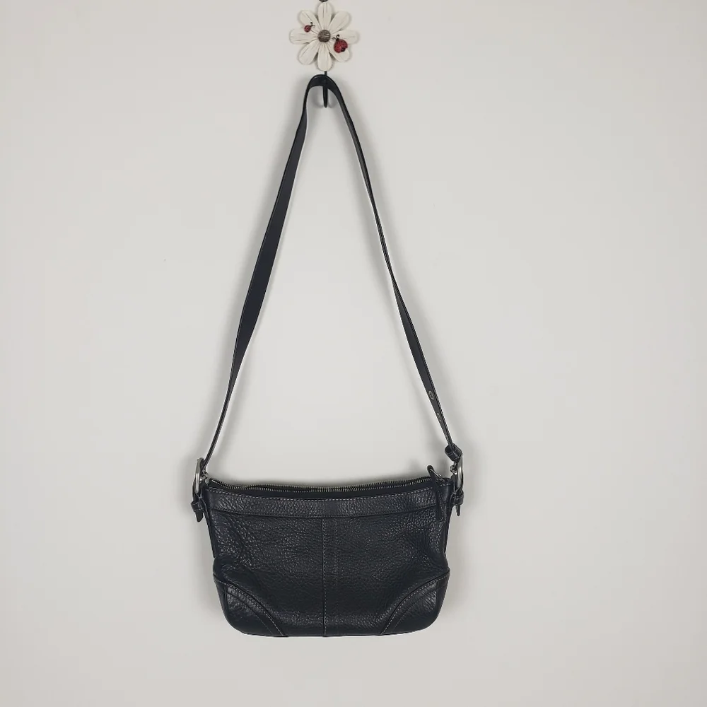Coach Black Pebbled Leather Mini Crossbody Bag